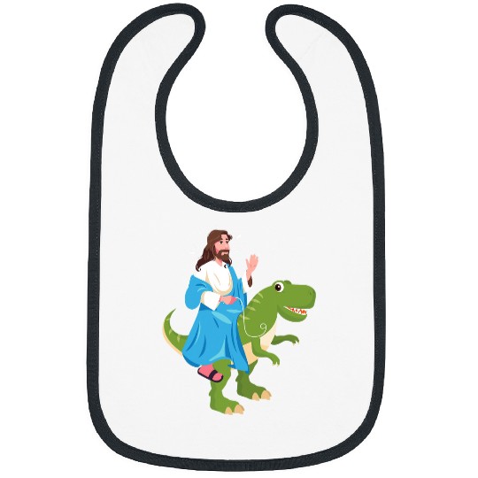 Dinosaur Pet Funny Jesus Riding Dinosaur Christian Dino Lover Bibs