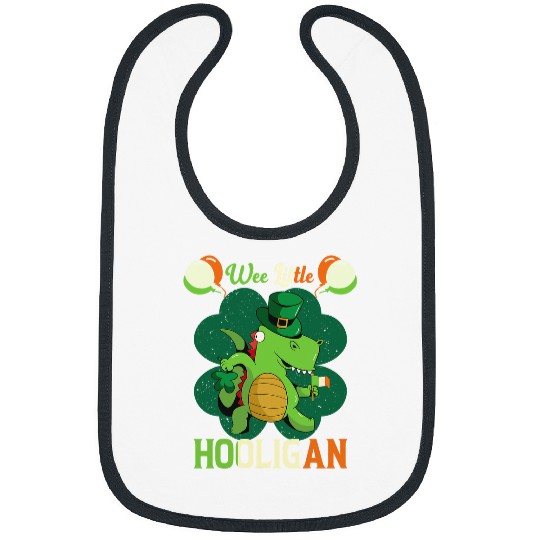 Dinosaur Pet St Patricks Day Wee Little Hooligan Boy Kids Bibs