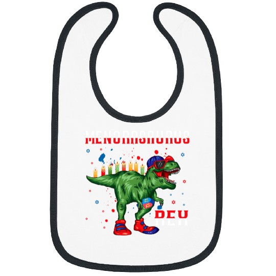 Dinosaur Pet Menorasaurus rexs Funny Dinosaur T rexs Hanukkah Menora Pun 5 Bibs