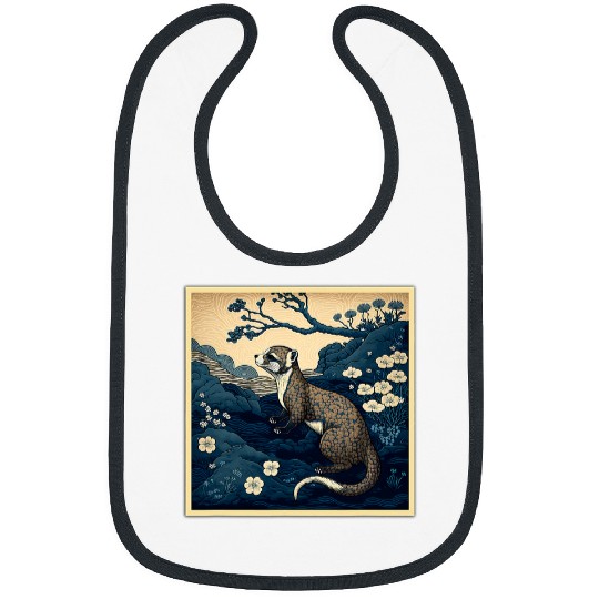 Ferret Pet Surrealism Japanese Painting Weasel Bibs