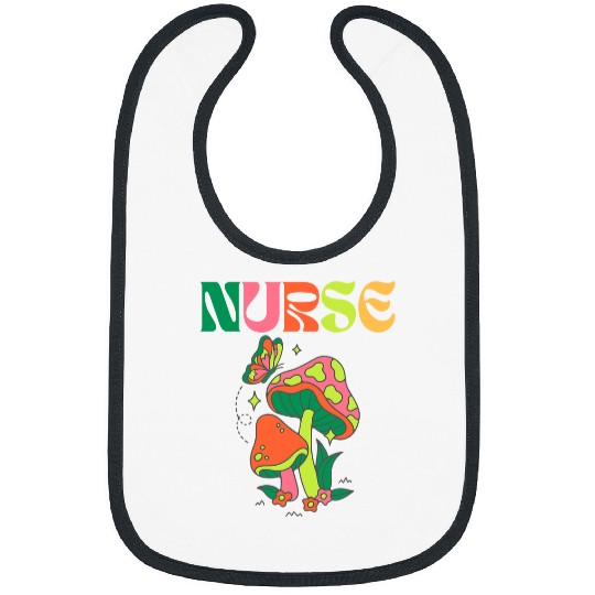 nurses Job Groovy Nicu Icu Retro nurses Week School Kawaii Mushroom Bibs