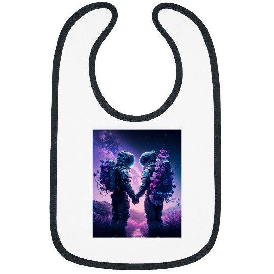 Astronaut Job Love Couple Groovy Lavender Purple Galaxy Bibs