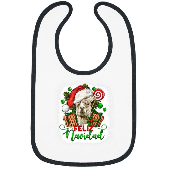 Llama Pet December Fleece Llama Feliz Navidad Spanish Christmas 9 Bibs