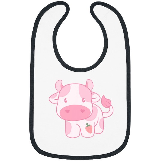 Cow Pet Strawberry Cow Cute Pink Pastel Bibs