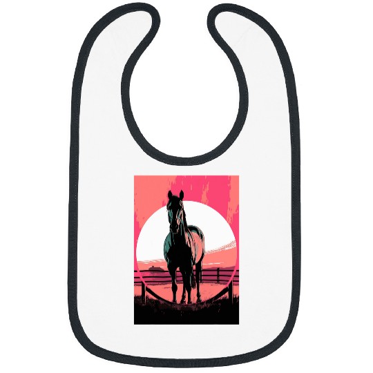 Horse Pet Country Sunset Sunrise Mountains Equestrian Farm Barn Bibs