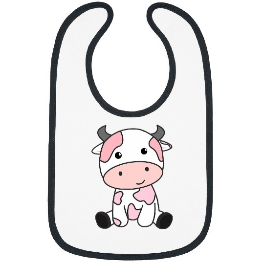 Cow Pet Strawberry Cow Cute Pink Strawberry Cow Kawaii Bibs