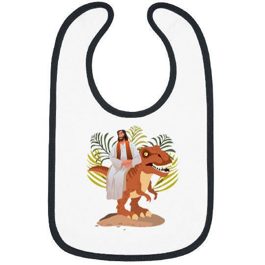 Dinosaur Pet Funny Jesus sitting on Trex Cool Bibs