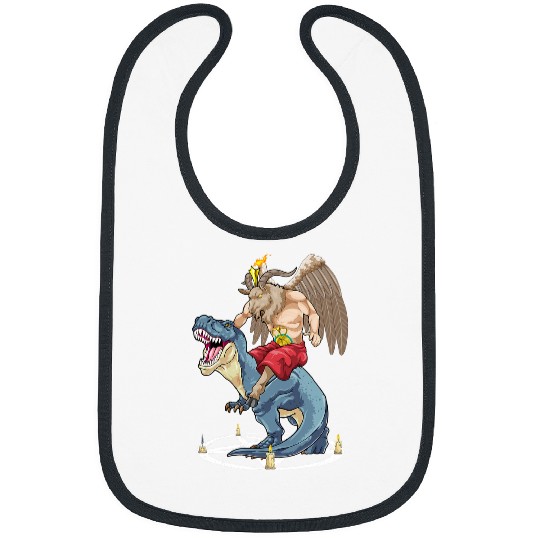 Dinosaur Pet Funny Goats Satanic Baphomet Riding Dinosaur TRex Satan Goats Pentagram Bibs