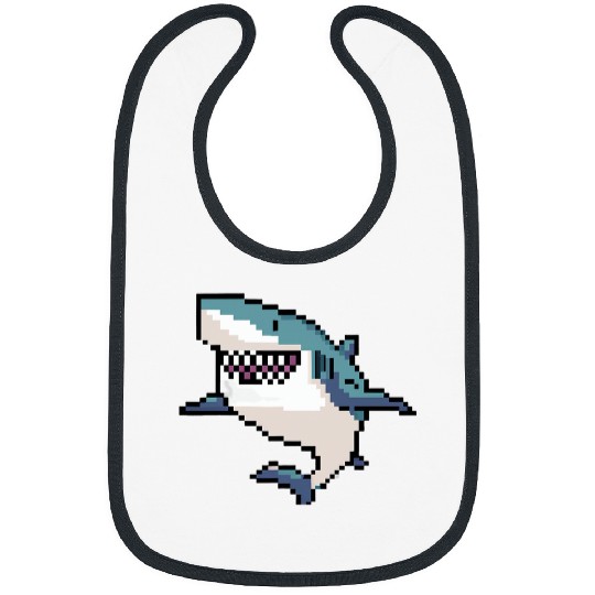 Shark Pet Pixel Art Pixel Shark Scuba Diving Retro Gamer 4 Bibs