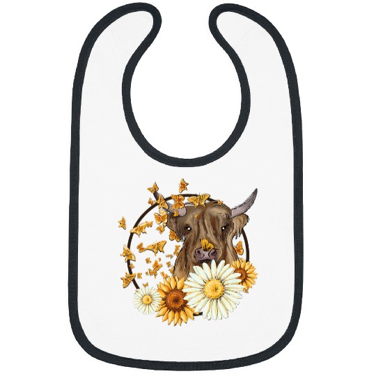 Cow Pet Country Highland Cow Wild Sunflowers Butterflies 169 Bibs