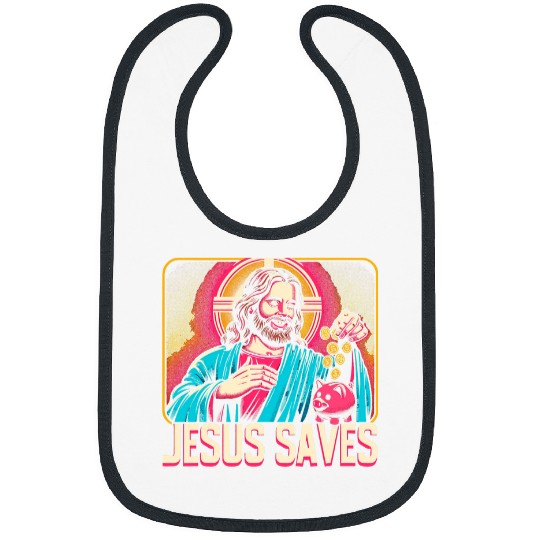 Pig Pet Retro Jesus Saves Money Christian Bank Employee Piggy Bank Bibs