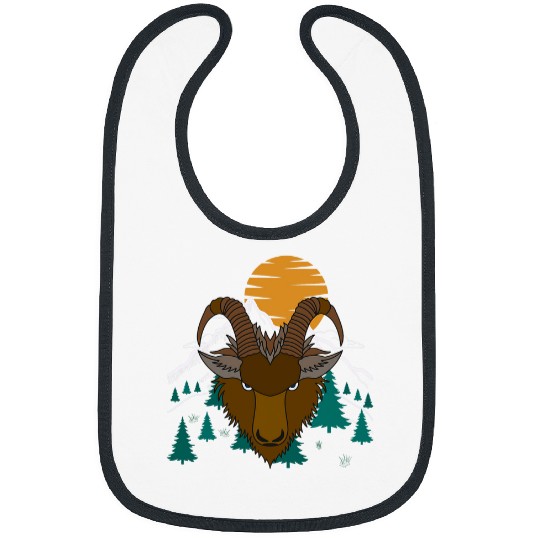 Goats Pet Capricorn wild animal portrait imprint art whit 9 Bibs