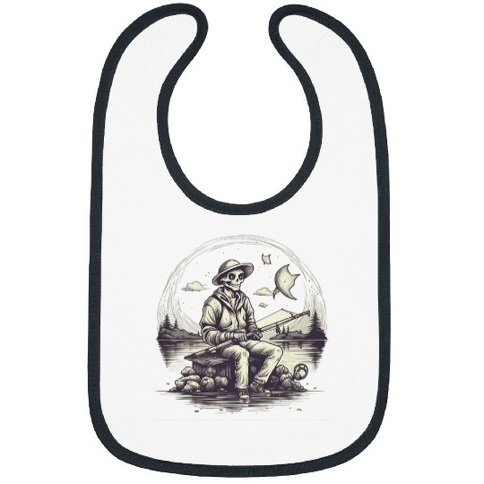 Fishing Fun Skeletons Fishing Halloween Costume Fisherman Fishermen Men Bibs