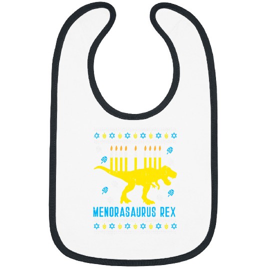 Dinosaur Pet Menorasaurus rexs Trex Menorah Ugly Hanukkah Chanukkah Bibs