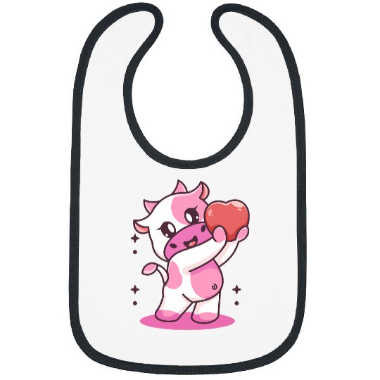 Cow Pet Strawberry Cow Funny Japanese Kawaii Strawberries Graphic Bibs
