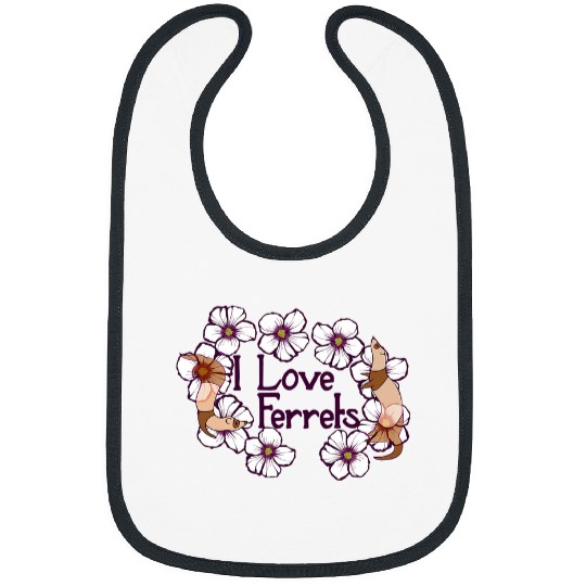 Ferret Pet Cute floral ferret art I love ferrets Bibs