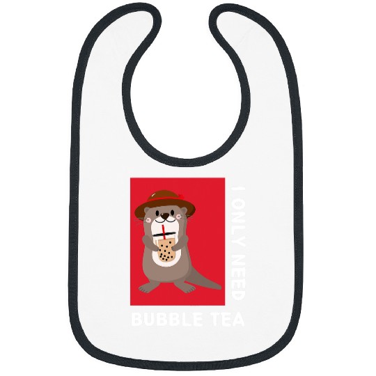 Ferret Pet Cute Kawaii Ferret Drinks Bubble Milk Tea I Love Boba Tea Bibs