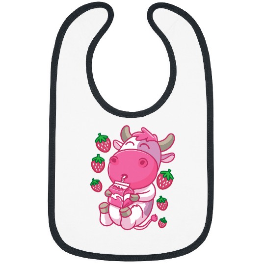Cow Pet Strawberry Cow Milk Strawberries Boys Girls Kids Bibs