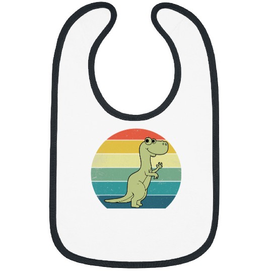 Dinosaur Pet Waving Cute Funny Drawing Cartoon Animal Retro Bibs