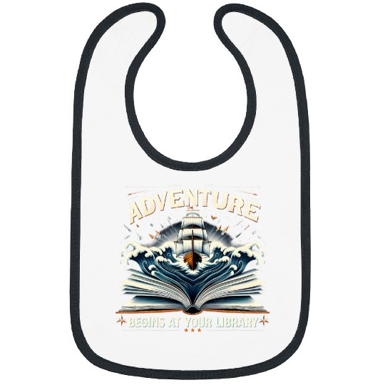Book Fun Adventure Begins At Your Library Book Lover Hiking Camping 3 Bibs
