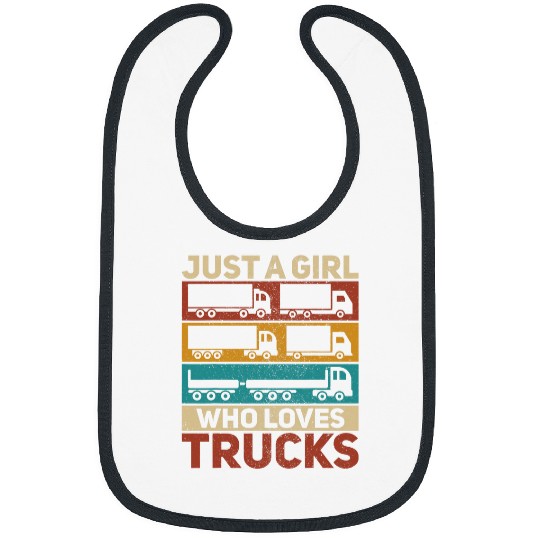 Truck Fun Girl Loves Truck Outfit Semi Trailer Funny Semi Truck Driver Bibs
