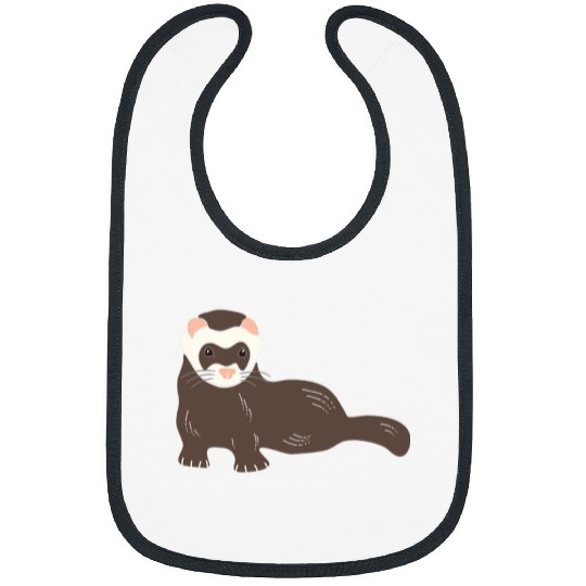 Ferret Pet Brown Ferret Cute Cartoon Illustration Wordless Graphic Bibs