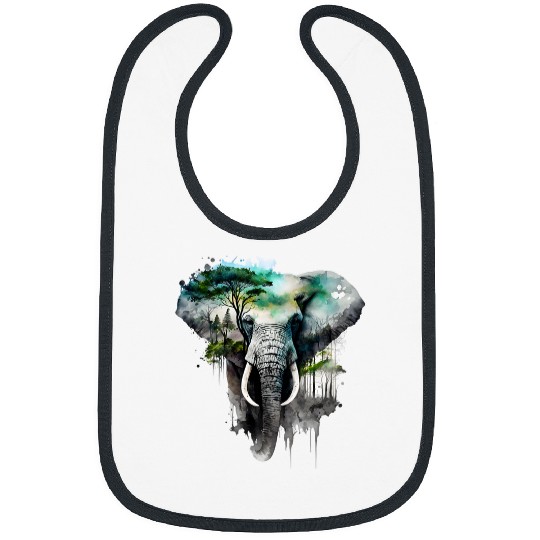Elephant Mammal Tree Forest Animal Print Art Animal Lover Bibs