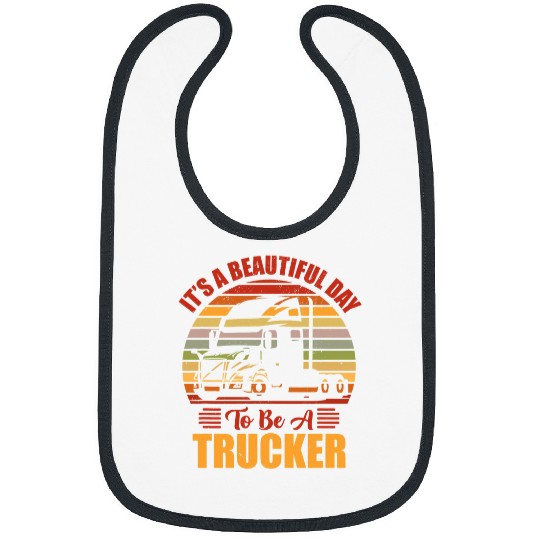 Truck Fun Trucker Tractor Trailer 18 Wheeler Beautiful Day Trucker Bibs