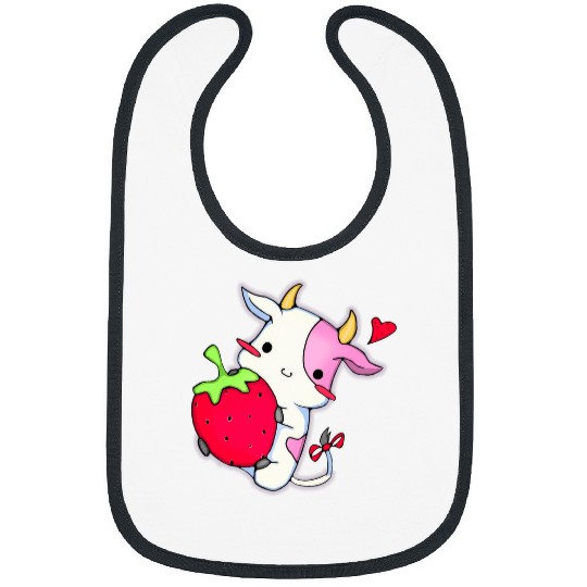 Cow Pet Cute Strawberry Cow Adorable Pink Cow Japanese Kawaii Bibs