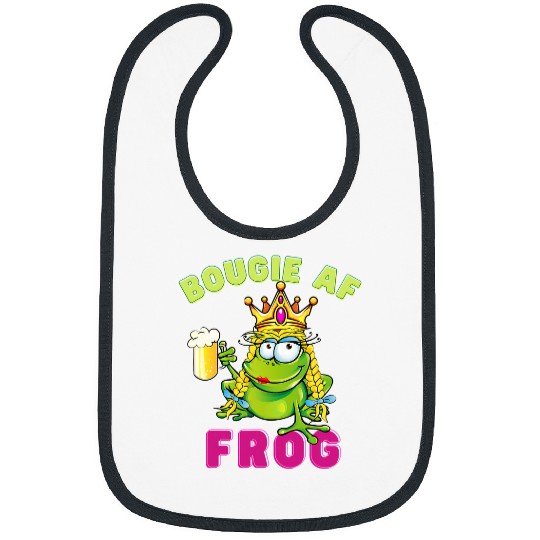 Frog Pet Beer Bougie AF Frog with a Crown Drinking Beer Bibs