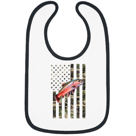 Fishing Fun Rainbow Trout Fishing Camo American Flag with Rainbow Trout Bibs