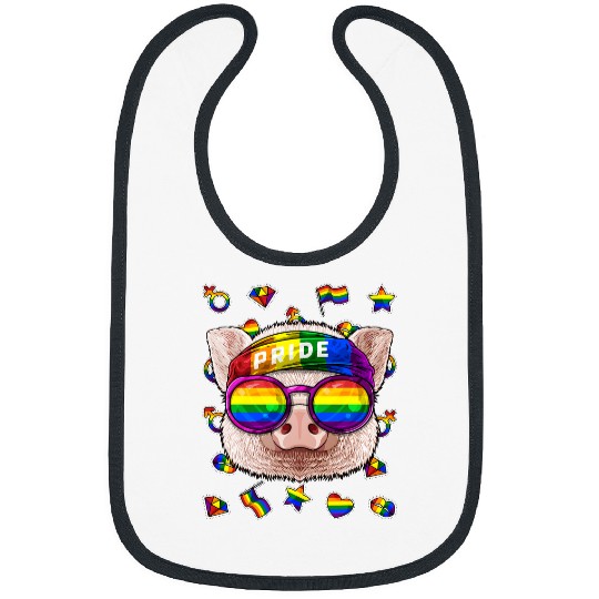 Pig Pet LGBT Pig Gay Pride Month Farm Animal Rainbow Lesbian Bibs