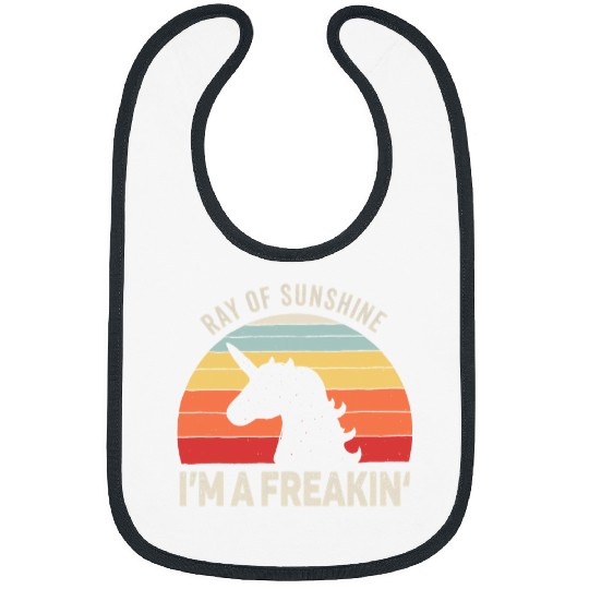 Unicorn Pet vintages Retro Im A Freakin Ray Of Sunshine Unicorn Girl Bibs