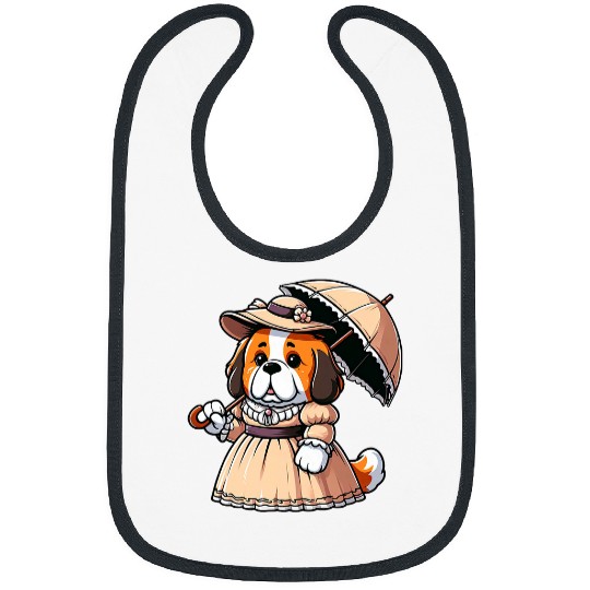Saint Bernard Pet English Lady Funny Dog Victorian Bibs
