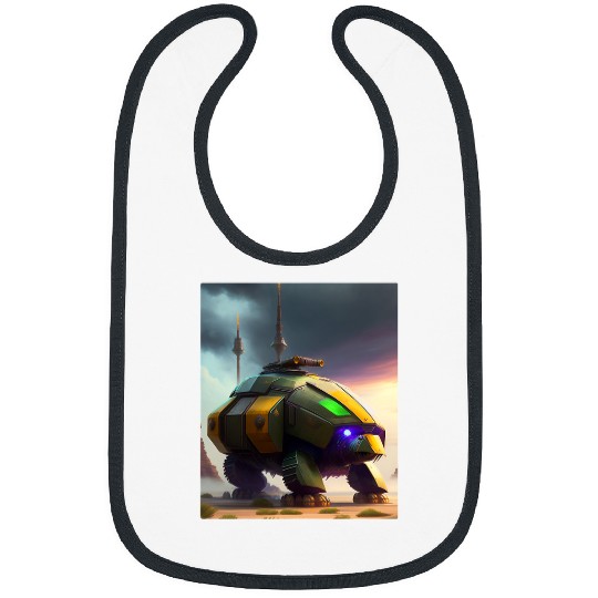 Turtle Pet Armored Turtle Behemoth Robotic Tank Futuristic Robot Art Bibs