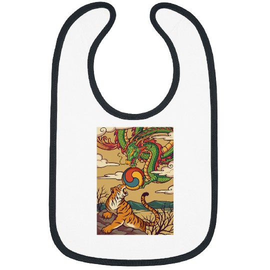 Dragon Pet Japanese Dragon Fighting Tiger Mythical Folklore Ukiyoe Bibs