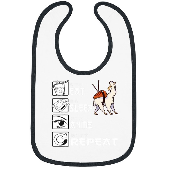 Llama Pet Eat Sleep Anime Repeat Llama Alpca Sushi Japanese Kawaii 9 Bibs
