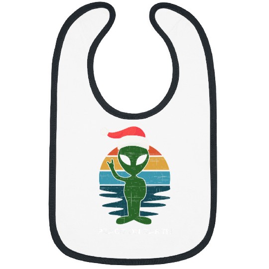 Aliens UFO Retro vintages Sci Fi Christmas Alien Santa Peace On Earth Bibs