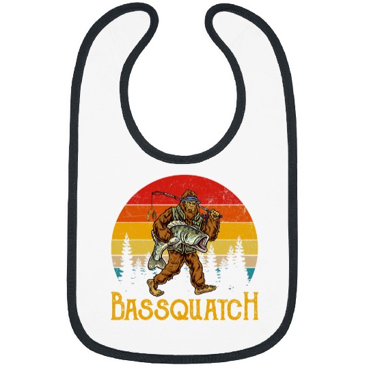 Bigfoot Pet Bassquatch Retro Bigfoot Fishing Bass Fish Bigfoot Lovers Bibs