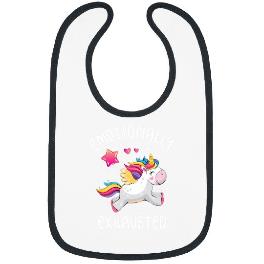 Unicorn Pet Emotionally Exhausted Rainbow Unicorn Paradox Bibs