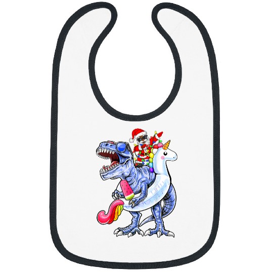 Dinosaur Pet T rexs Christmas in July African American Santa claus Summer Bibs