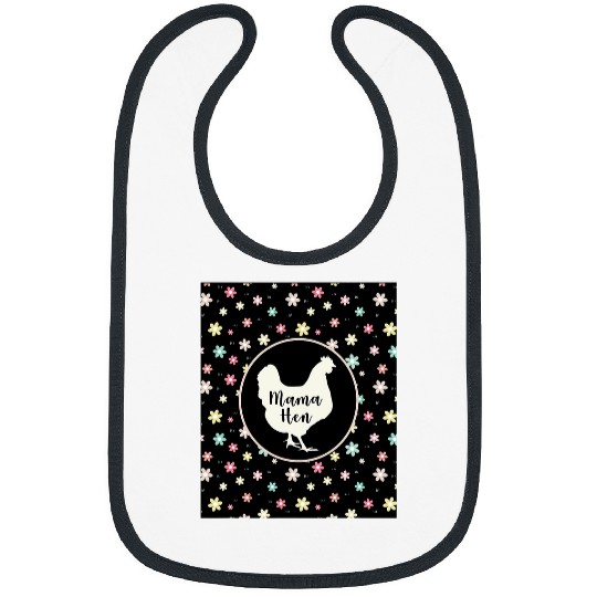 Chicken Pet Mom Mama Hen Love Cute Floral Women Black Pink Bibs