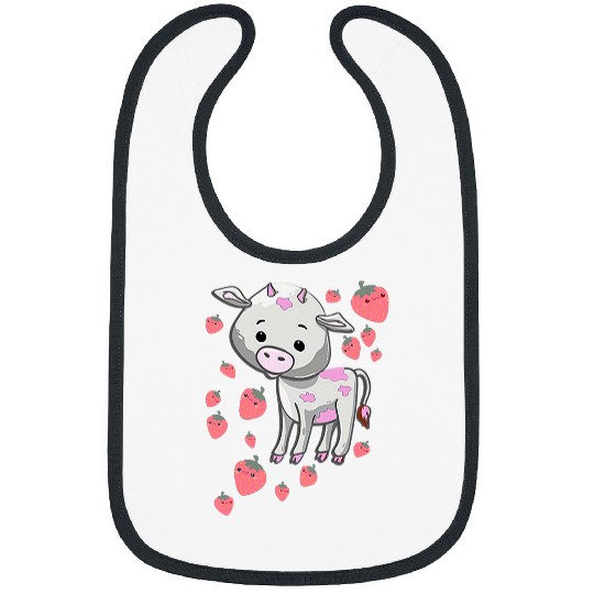 Cow Pet Cute Strawberry Cow 2Strawberry Pattern Kawaii Bibs