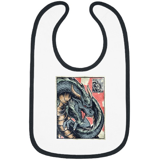Dragon Pet Japanese Dragon vintages Retro Japanese Aesthetic Bibs