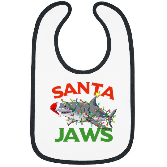Shark Pet Santa Jaws Shark Christmas Lights Sharkmas Xmas Retro Funny Bibs