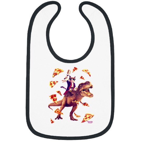 Dinosaur Pet Samurai Cat Riding T rexs Eating Pizza Funny Dino for Kids Bibs