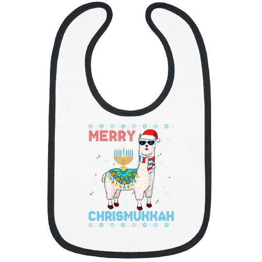 Llama Pet ugly xmass sweater merry chrismukkah cute llama in santa hat Bibs