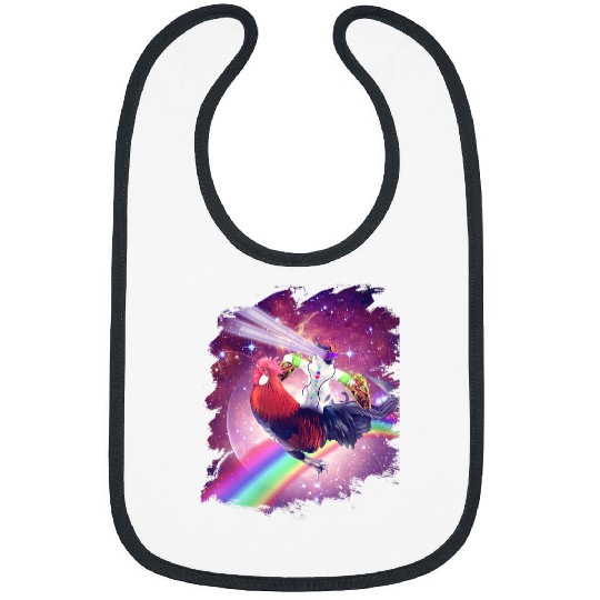 Chicken Pet Lazer Rave Space Cat Riding Chicken With Taco Bibs