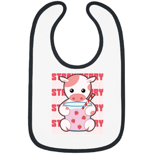 Cow Pet Strawberry Milkshake Cute Kawaii Strawberry Cow 012 Bibs