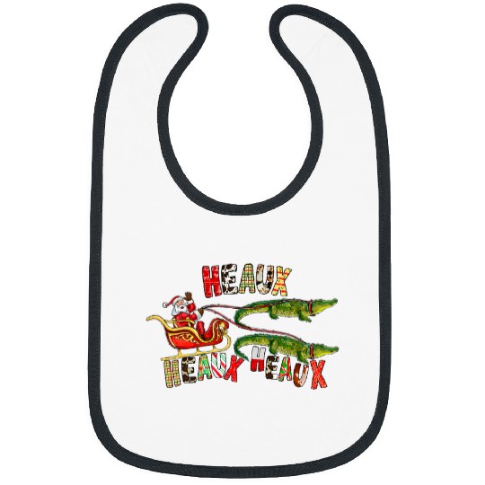 Alligator Pet Santa Alligator Heaux Heaux Heaux Louisiana Cajun Christmas 1 Bibs